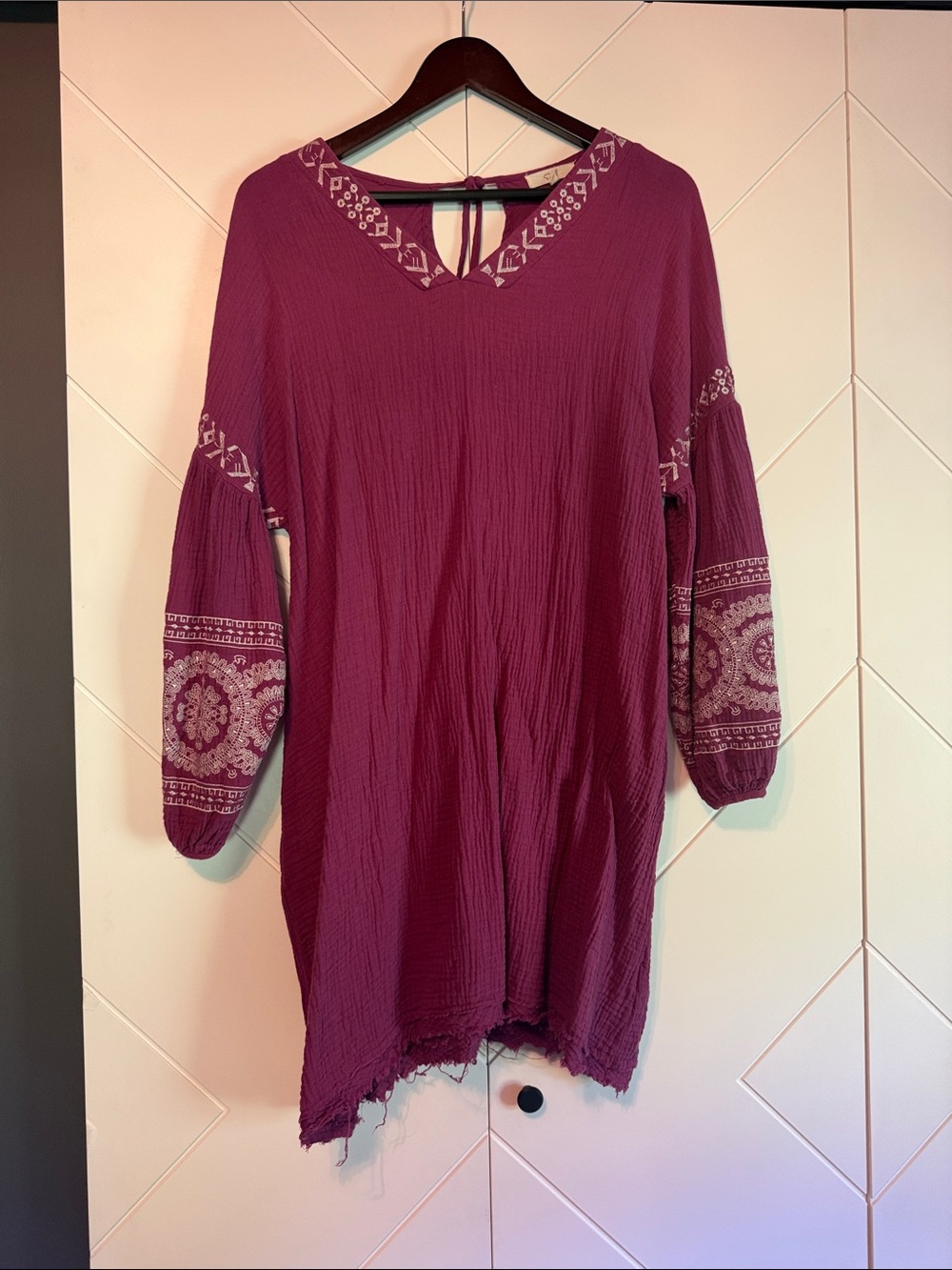 Magenta Embroidered Beach Dress or Cover-Up